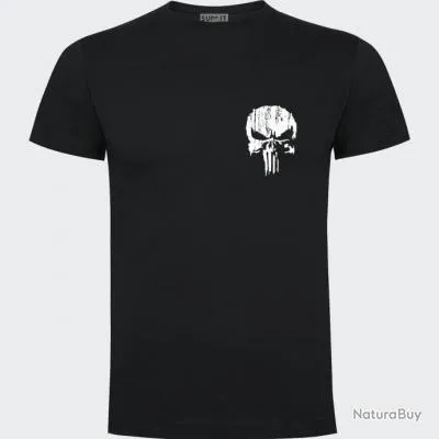 Tee shirt Coeur Dos Punisher Noir