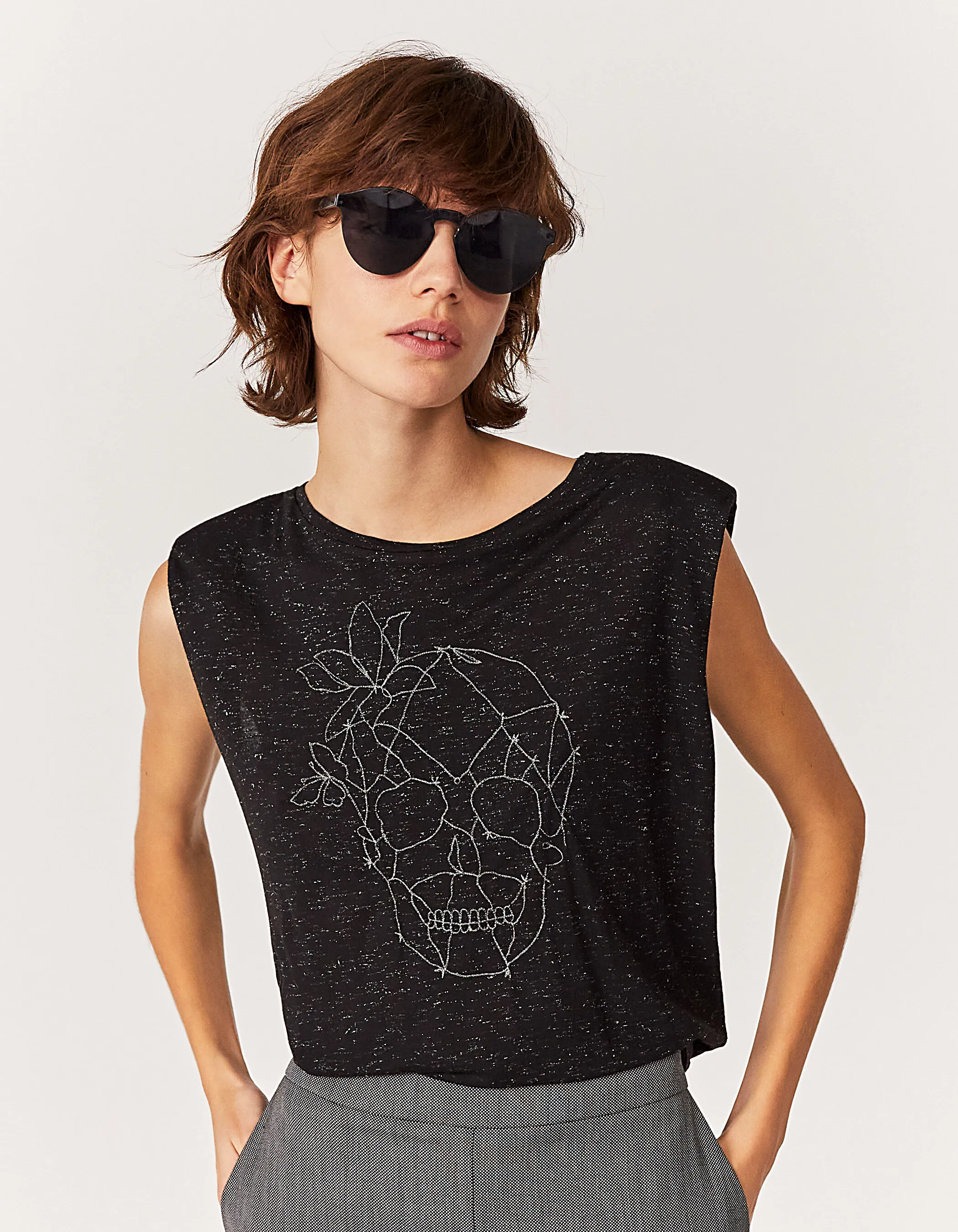 Tee-shirt viscose Ecovero® tête de mort graphique femme