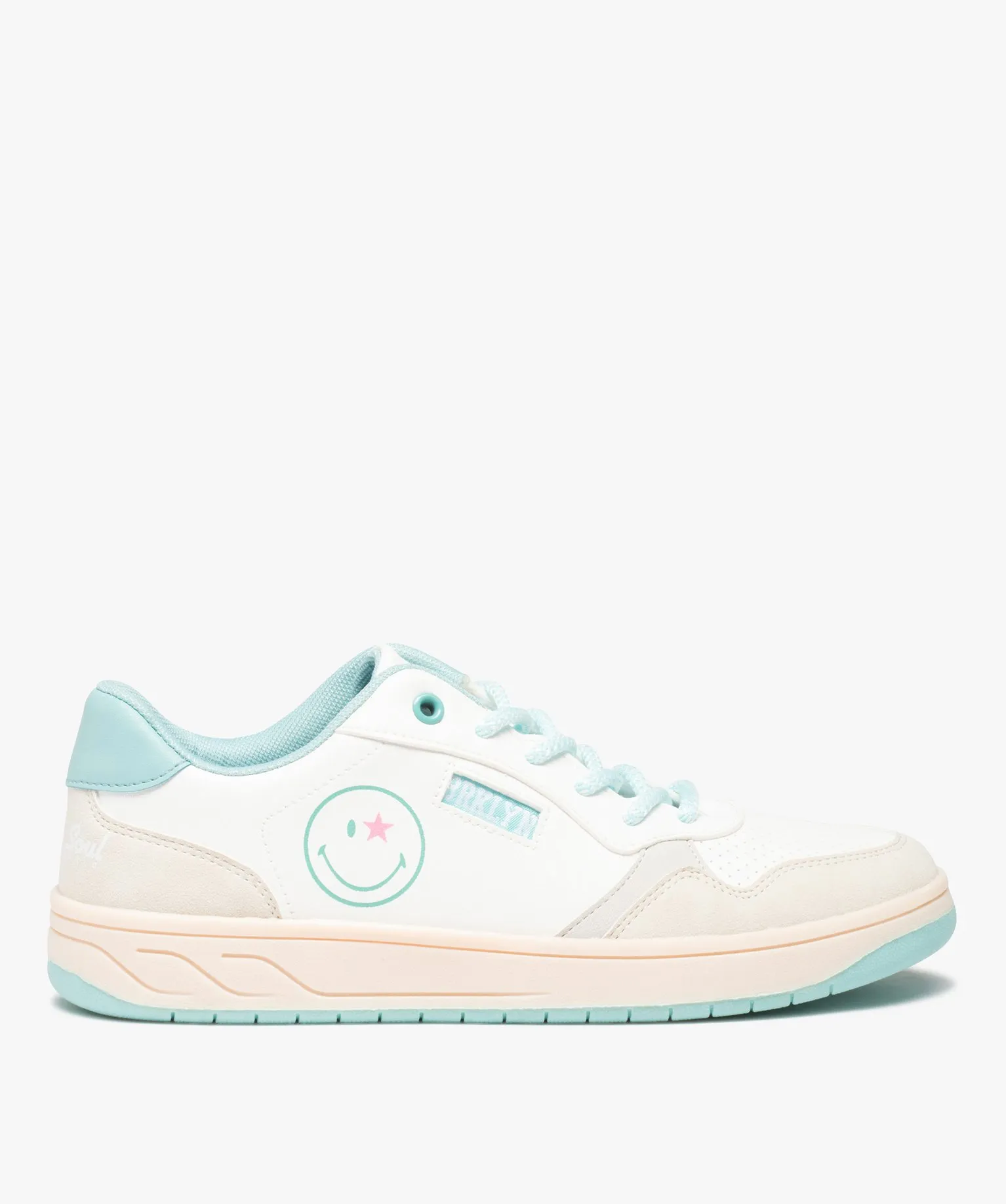 tennis femme style retro a lacets ¨C smiley world blanc baskets et tennis