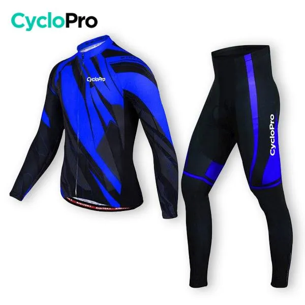 TENUE CYCLISTE AUTOMNE BLEUE - ABSTRACT+