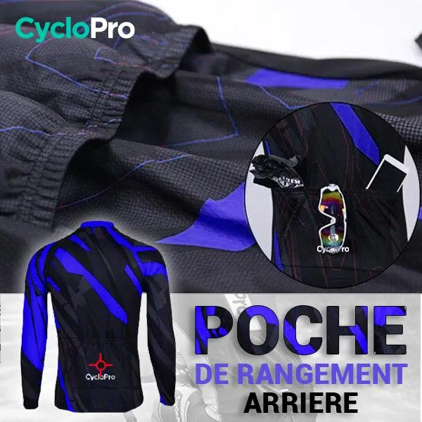 TENUE CYCLISTE AUTOMNE BLEUE - ABSTRACT+