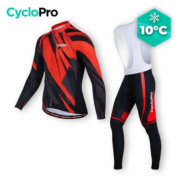 TENUE CYCLISTE AUTOMNE ROUGE - ABSTRACT+