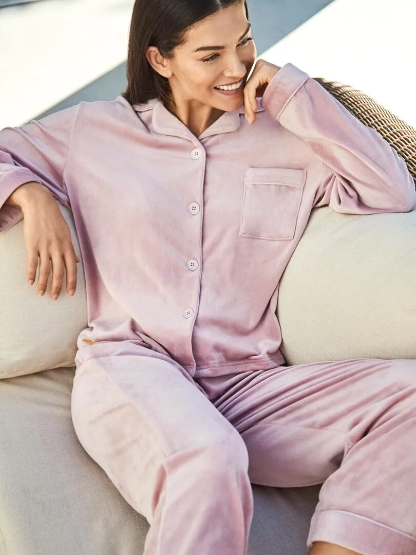 Tenue détente et intérieur pyjama pantalon chemise Polar Soft - Rose