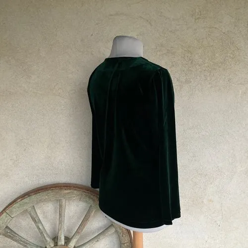 Top en jersey velours encolure v plongeant manches longues de couleur vert sapin