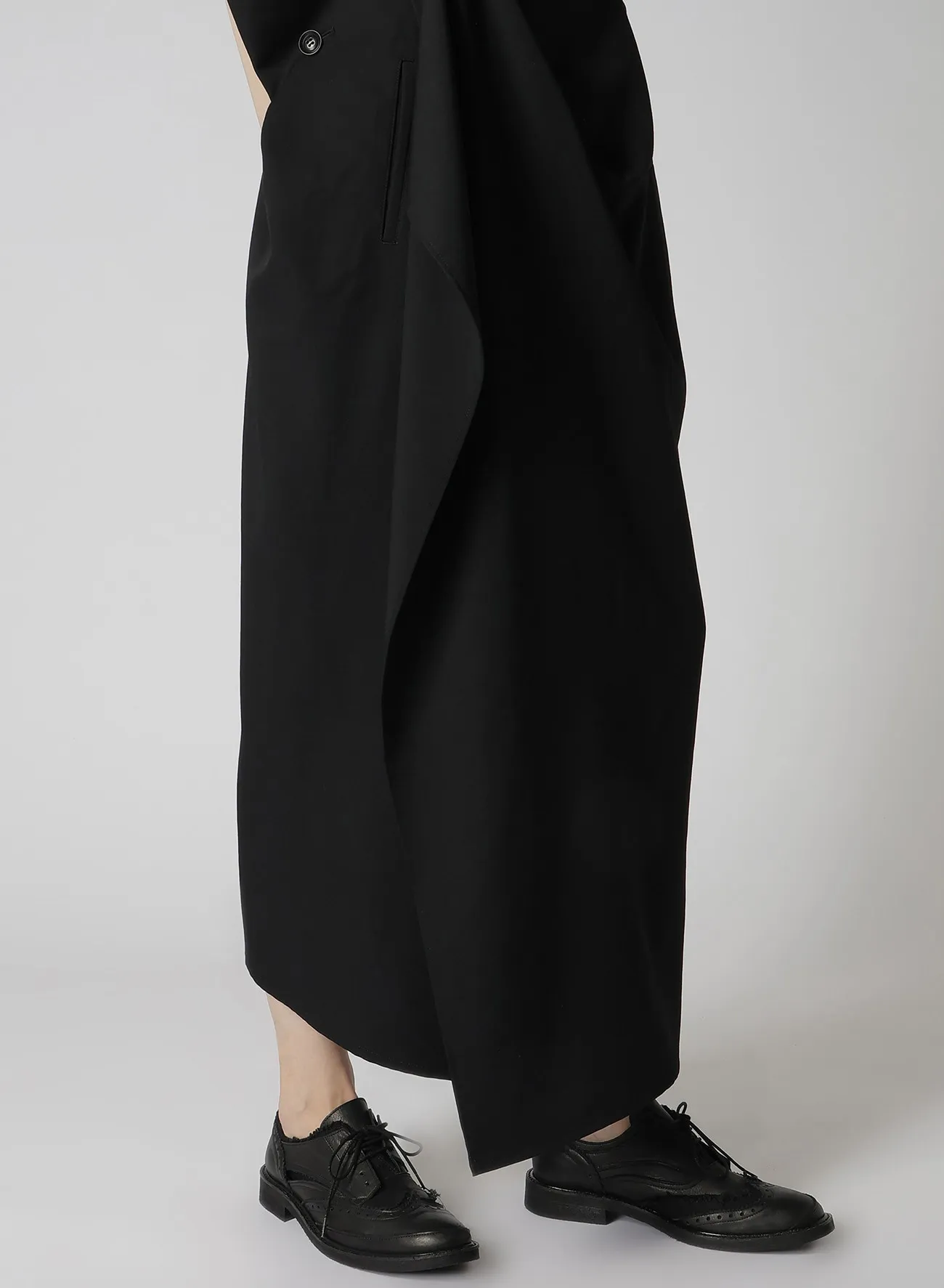 WOOL GABARDINE DRAPE SUSPENDER SKIRT