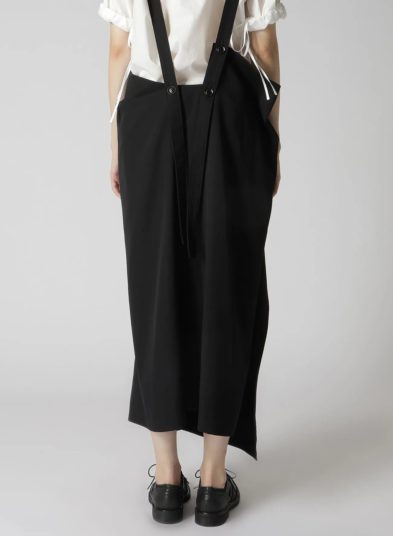 WOOL GABARDINE DRAPE SUSPENDER SKIRT