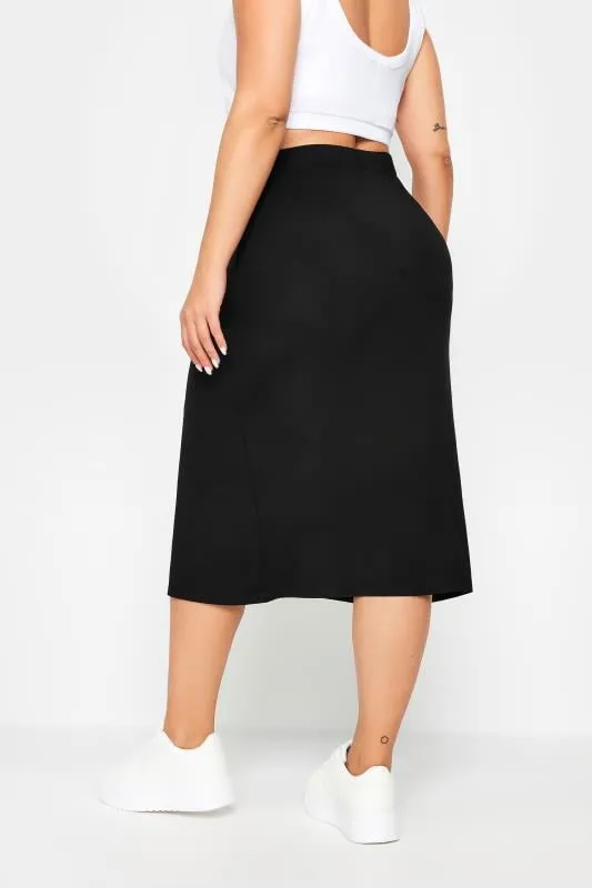 YOURS Curve Black Midi Tube Skirt