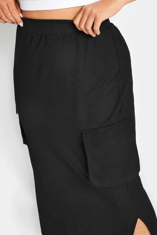 YOURS Curve Black Textured Utility Maxi Skirt